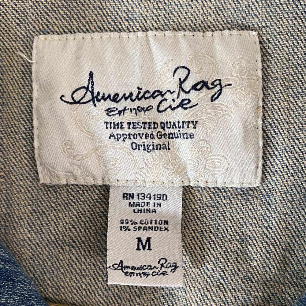 American Rag Denim Jean Vest Women's Medium Button-Front Sleeveless Medium Wash - Picture 8 of 10